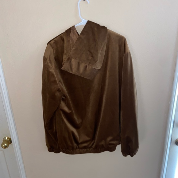 Brown indie soft fuzzy longsleeve hipster hoodie brown zip up y2k vintage jacket - Picture 6 of 15